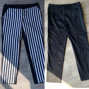 Cynthia Rowley Black White Striped Two Tunes  Stretchy Cropped Pants